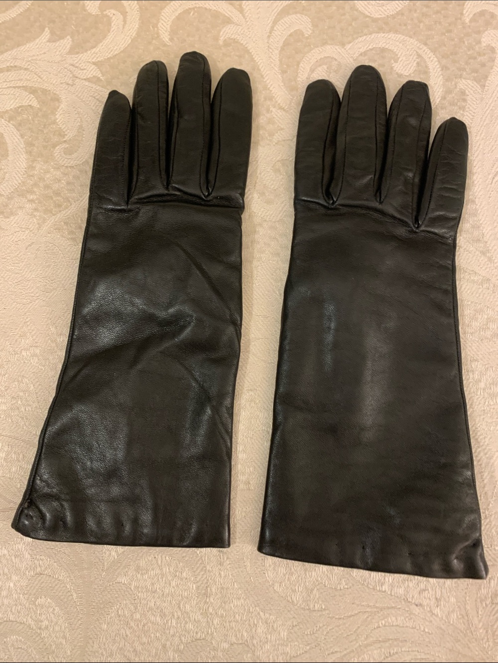 Vintage Classic Talbots Black Long Lambskin Leather Gloves